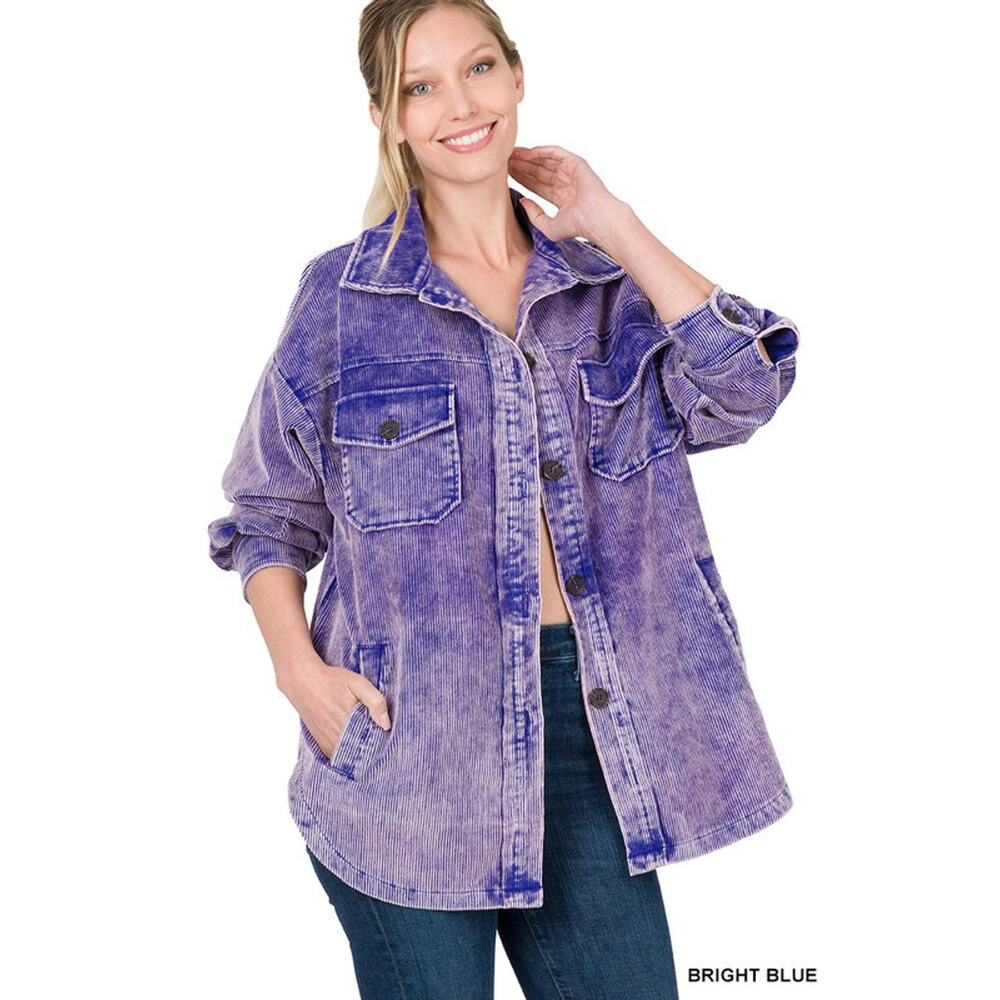 NWT BLUE VINTAGE OVERSIZED CORDUROY SHACKET - XL